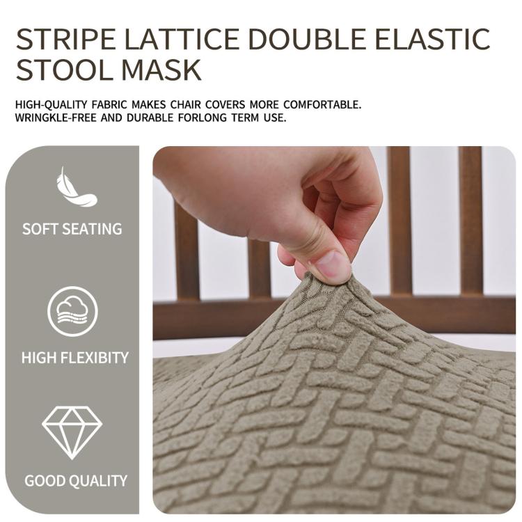Stretch Dining Chair Seat Cover Grid Cushion Cover With Elastic Straps Buckles