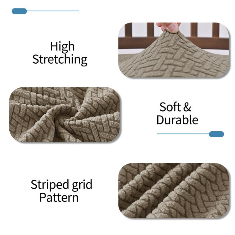 Stretch Dining Chair Seat Cover Grid Cushion Cover With Elastic Straps Buckles