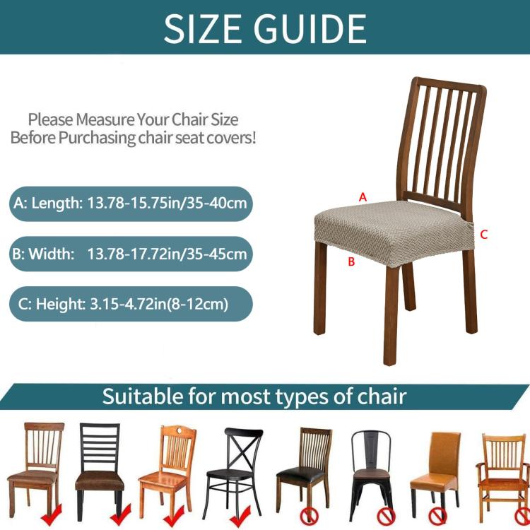 Stretch Dining Chair Seat Cover Grid Cushion Cover With Elastic Straps Buckles