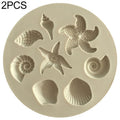 2 PCS  Marine Element Mould Sea Star Conch Shell Model Silicone Cake Fondant Tool, Cake Fondant Tool