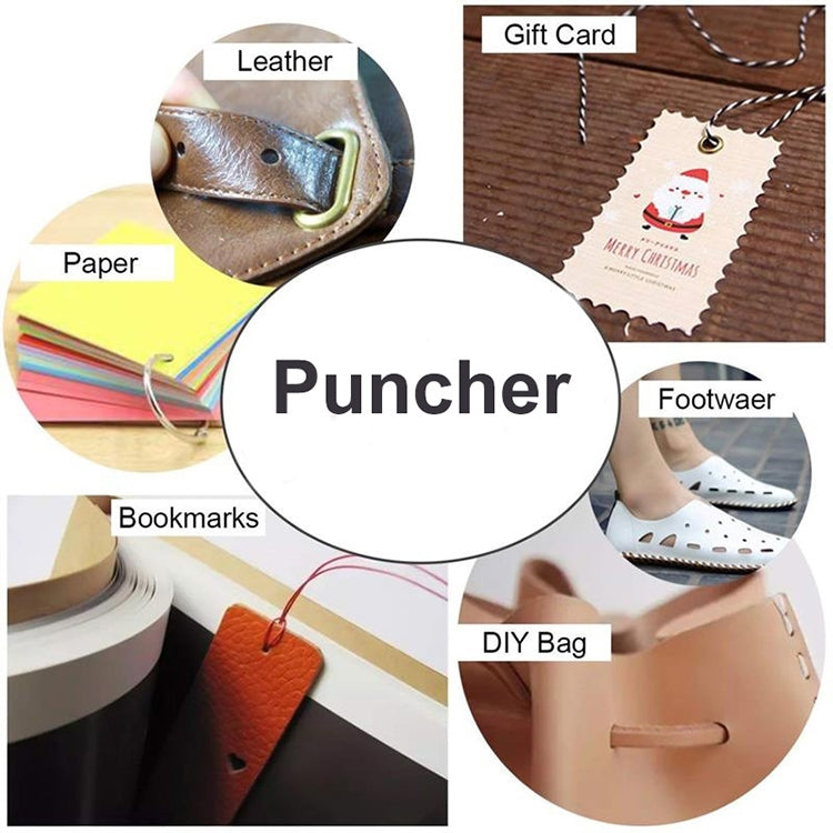 Multifunctional Belt Hole Puncher with 6 Holes Leather Hole Punch for Leather Belts Cards Paper Fabric, Red, Blue