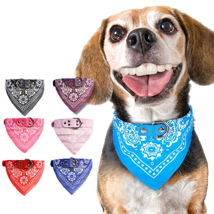Adjustable Dog Bandana Leather Printed Soft Scarf Collar Neckerchief for Puppy Pet, M