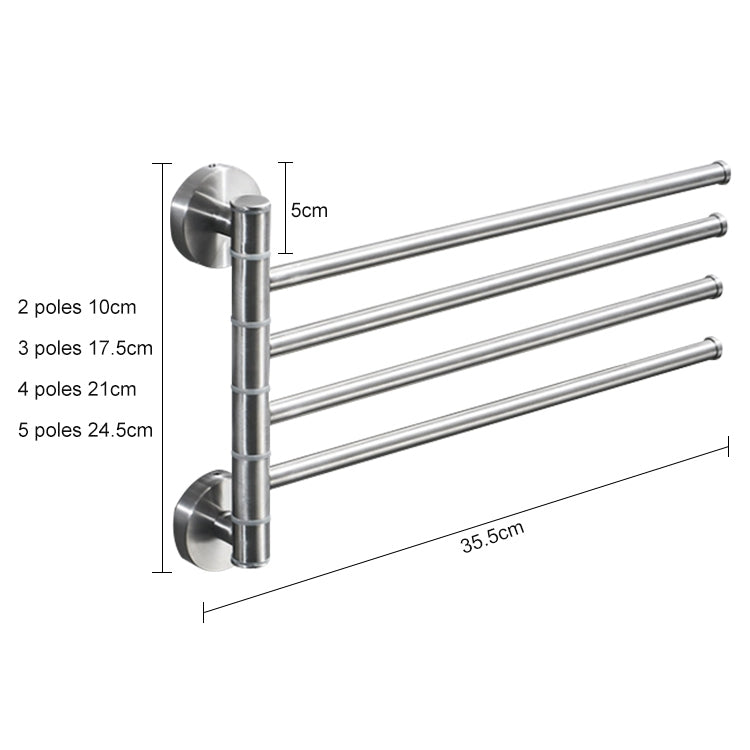 Stainless Steel Towel Bar Rotating Towel Rack Bathroom Kitchen Wall-mounted Towel Polished Rack Holder, Brushed Two Poles, Brushed Three Poles, Brushed Four Poles, Brushed Five Poles, Black Brushed Four Poles, Black Brushed Five Poles