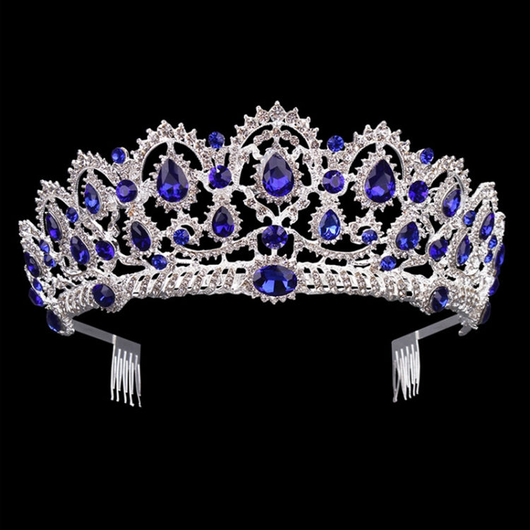 Crystal Tiaras Vintage Gold Rhinestone Pageant Crowns With Comb Baroque Wedding Hair Accessories, Gold Blue, Gold Green, Gold Red, Silver Green, Silver Red, Silver Blue