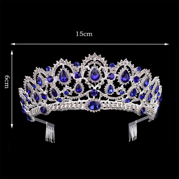 Crystal Tiaras Vintage Gold Rhinestone Pageant Crowns With Comb Baroque Wedding Hair Accessories, Gold Blue, Gold Green, Gold Red, Silver Green, Silver Red, Silver Blue