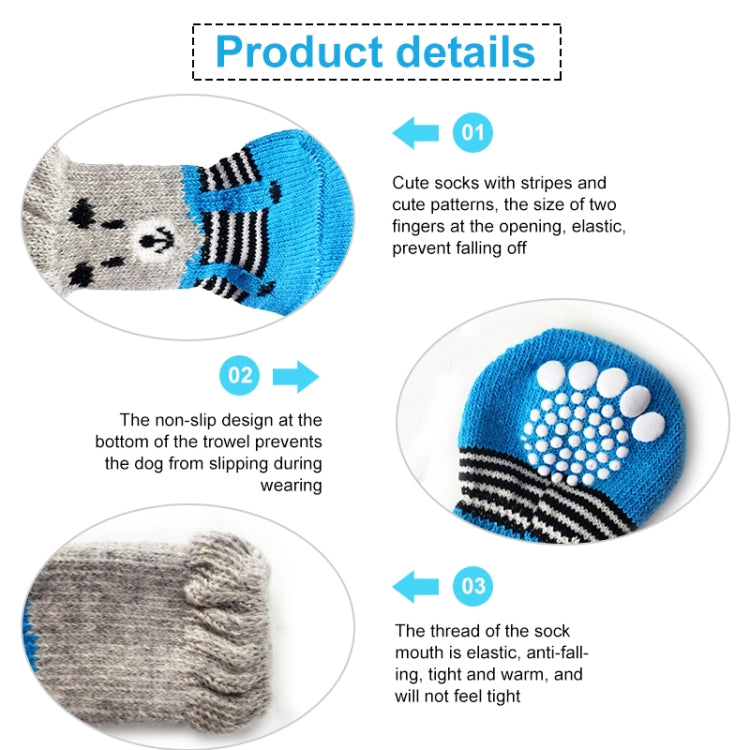 4pcs /Set Cute Puppy Dogs Pet Knitted Anti-slip Socks, S, M, L