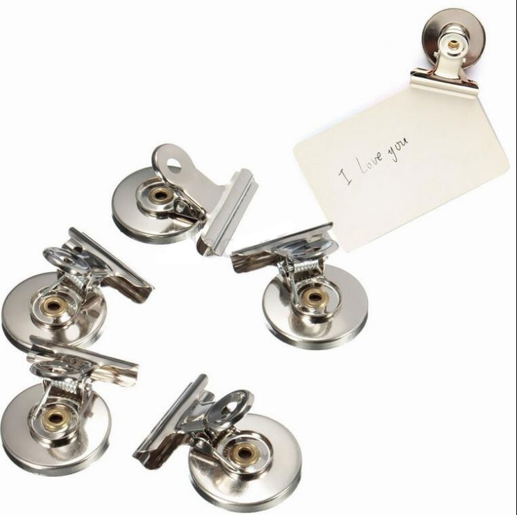 20 PCS Stainless Steel Round Head Clip Paper Clip Office Folder Refrigerator Wall Memo Clip, Wall Memo Clip