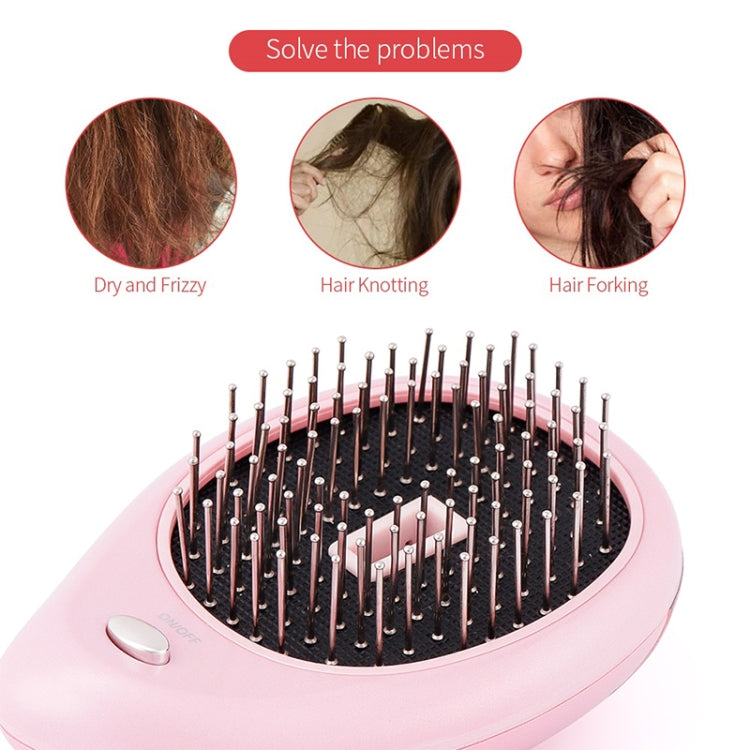 Portable Electric Hair Ionic Brush Hair Straightener Brush Negative Ion Comb Anti-static Massage Mini Straight Hair comb, Pink, Green