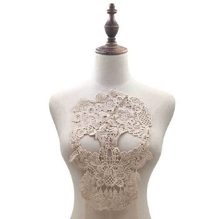 Lace Three-dimensional Hollow Corsage Skull Head Embroidery Cloth Sticker DIY Clothing Accessories, Size: About 31 x 21cm, Black, Light Brown, Apricot, White