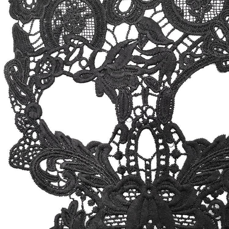 Lace Three-dimensional Hollow Corsage Skull Head Embroidery Cloth Sticker DIY Clothing Accessories, Size: About 31 x 21cm, Black, Light Brown, Apricot, White