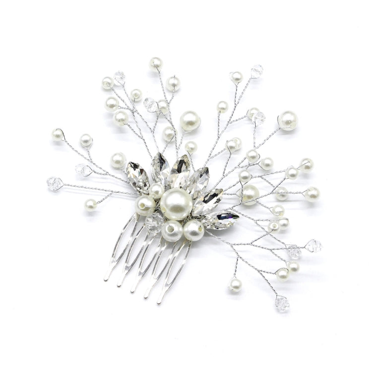 Pearl Women Hair Combs Wedding Hair Accessories Hair Pin Rhinestone Tiara Bridal Clip Crystal Crown Bride Hair Jewelry, Silver, Gold