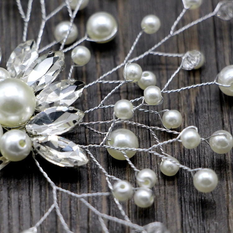 Pearl Women Hair Combs Wedding Hair Accessories Hair Pin Rhinestone Tiara Bridal Clip Crystal Crown Bride Hair Jewelry, Silver, Gold