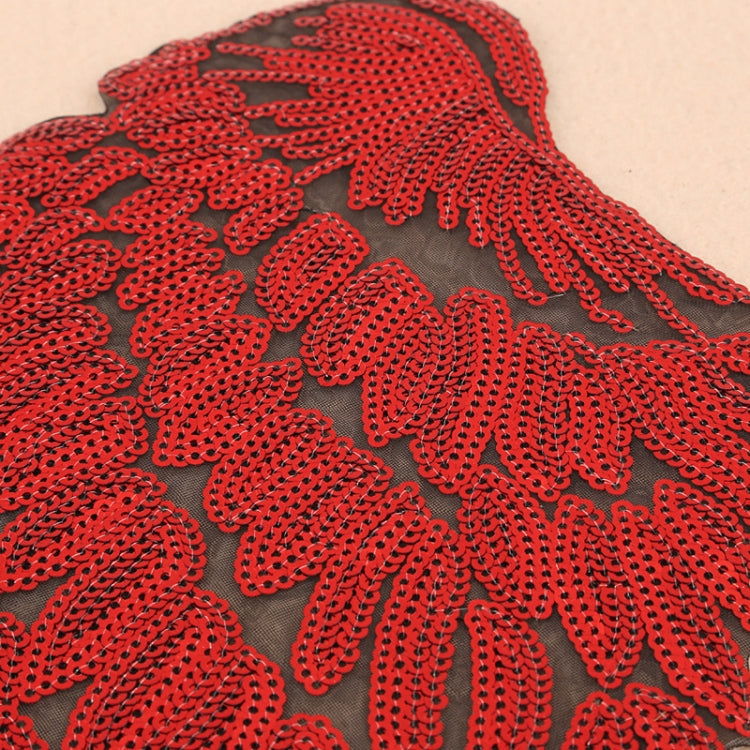 A Pair Sequin Feather Wing Shape Clothing Patch Sticker DIY Clothing Accessories, Small 20.5 x 10cm Gold, Large 33.5 x 32cm Gold, Small 20.5 x 10cm Silver, Large 33.5 x 32cm Silver, Small 20.5 x 10cm Black, Large 33.5 x 32cm Black, Small 20.5 x 10cm Re...