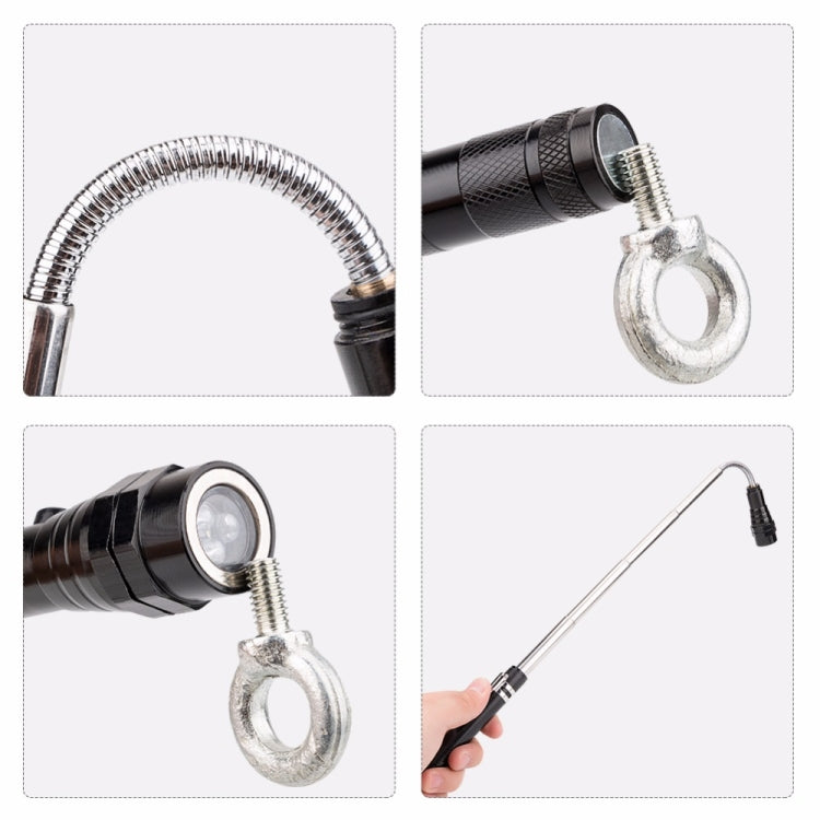 2 PCS 1W Flexible Magnet Camping Fishing Telescopic 360 Degrees Head Flashlight Outdoor Torch Magnetic Pick Up Tool Lamp, Red, Silver, Black, Blue