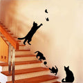 Cat Playing Butterfly Wall Sticker Detachable Decorative Applique Bedroom Kitchen Decoration, Cat Playing Butterfly Wall Sticker