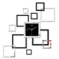 Living Room Wall Clock Creative Clock Acrylic DIY Mirror Wall Stickers Decorative Black Silver Square DIY Clock, Acrylic DIY Mirror Wall Clock