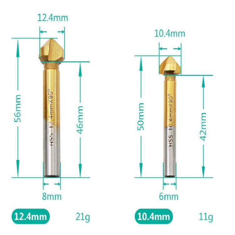 6 In 1 90 Degree Three-edge Chamfering Knife Woodworking Milling Cutter Chamfering Machine Hole Opener, Iron Box, Plastic Bag