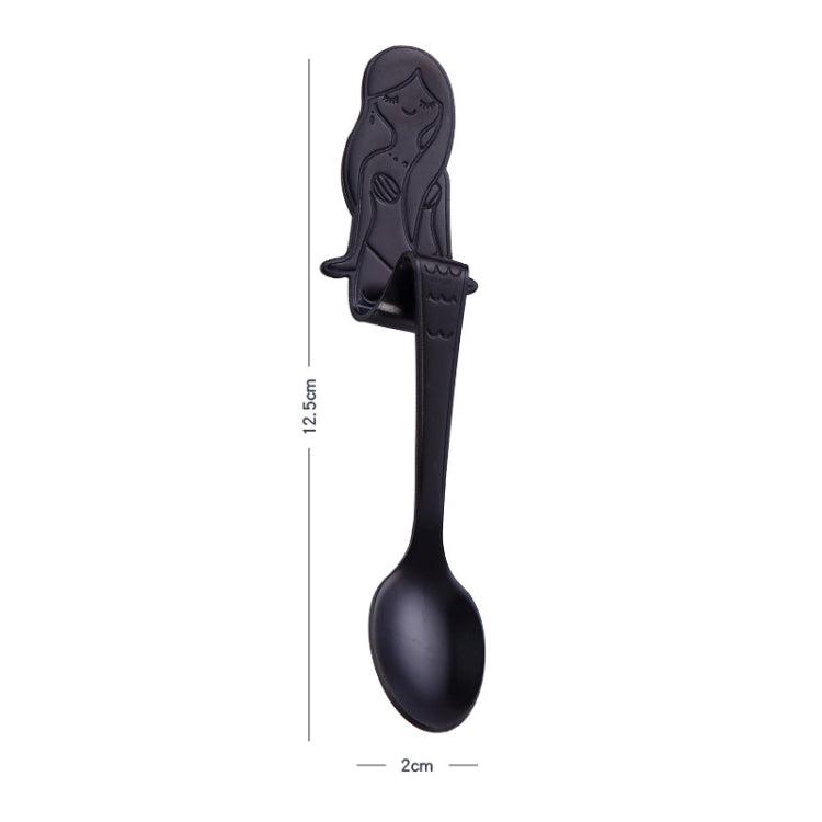 Creative Coffee Spoon Mermaid Shape Handle Spoons Flatware Drinking Tools, Black, Gold, Symphony, Rose Gold, True Color