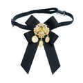 Women Vintage Flowers Diamond Bow-knot Bow Tie Shirt Brooch Clothing Accessories, Tie Belts Version, Pin Buckle Version