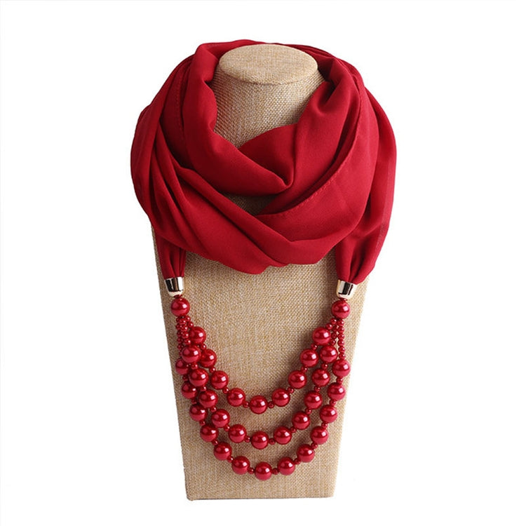 National Style Scarf with Imitation Pearl Necklace