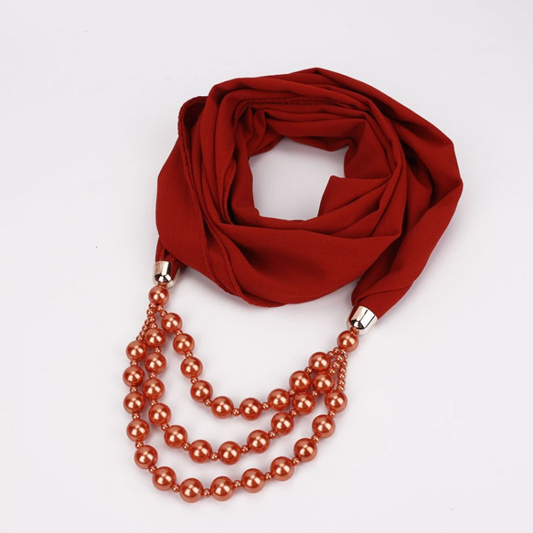 National Style Scarf with Imitation Pearl Necklace