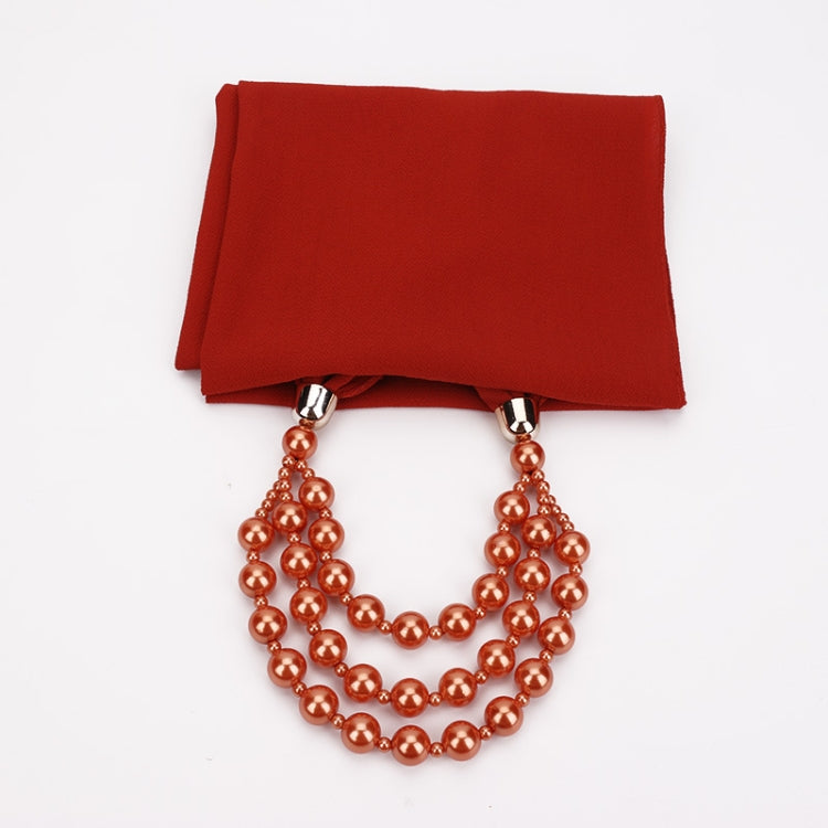 National Style Scarf with Imitation Pearl Necklace