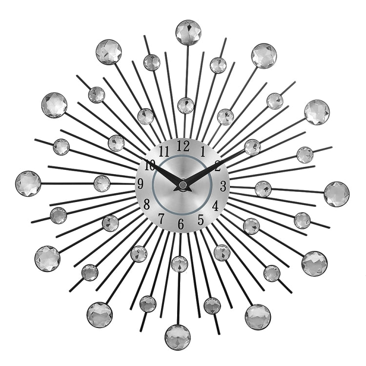 Creative Wall Clock Crystal Silver Wrought Iron Wall Clock Personality Art Decoration Living Room Bedroom Clock, Iron Wall Clock