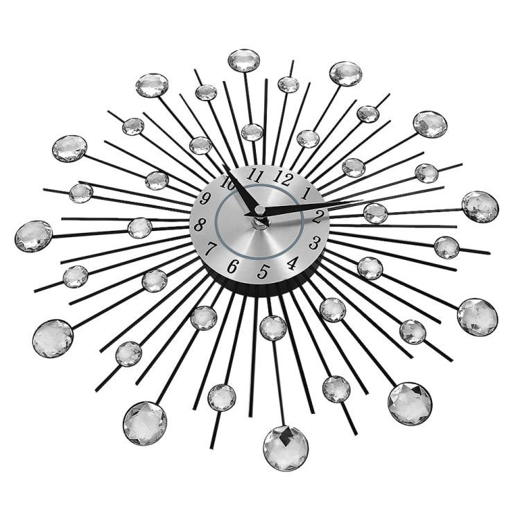 Creative Wall Clock Crystal Silver Wrought Iron Wall Clock Personality Art Decoration Living Room Bedroom Clock, Iron Wall Clock