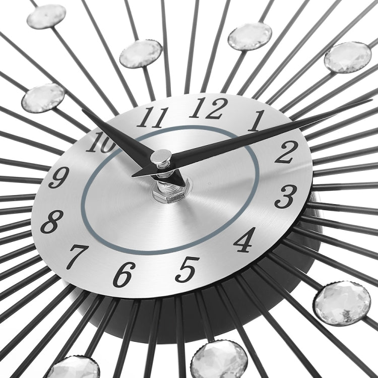 Creative Wall Clock Crystal Silver Wrought Iron Wall Clock Personality Art Decoration Living Room Bedroom Clock, Iron Wall Clock