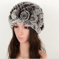 Real Rabbit Fur Grass Pineapple Hat Korean Version of the Women's Warm Earmuffs, Purple, Red and brown, Red and black, white and black, white and brown, black and black, black and brown, double black, double brown, Colorful 1, Colorful 2, Colorful 3   ...