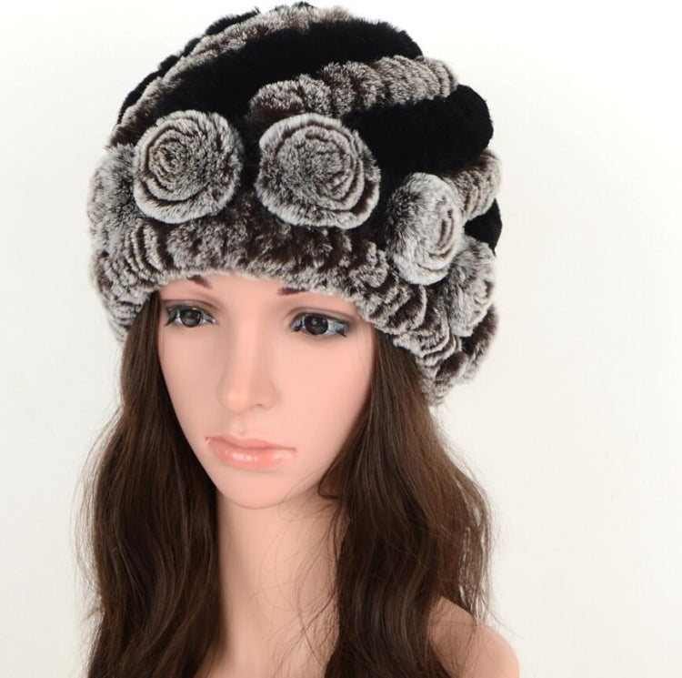 Real Rabbit Fur Grass Pineapple Hat Korean Version of the Women's Warm Earmuffs, Purple, Red and brown, Red and black, white and black, white and brown, black and black, black and brown, double black, double brown, Colorful 1, Colorful 2, Colorful 3   ...