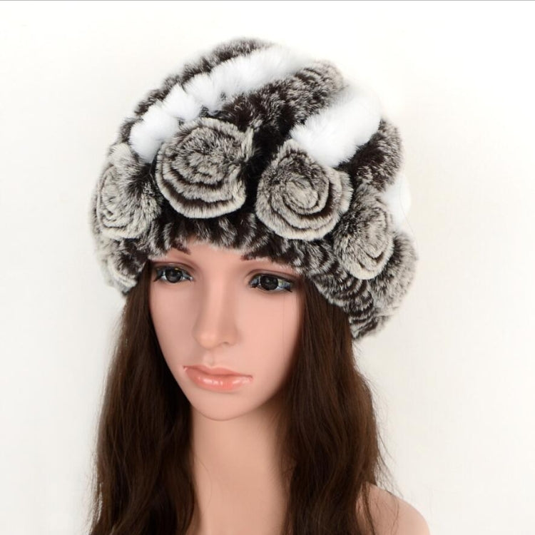 Real Rabbit Fur Grass Pineapple Hat Korean Version of the Women's Warm Earmuffs, Purple, Red and brown, Red and black, white and black, white and brown, black and black, black and brown, double black, double brown, Colorful 1, Colorful 2, Colorful 3   ...