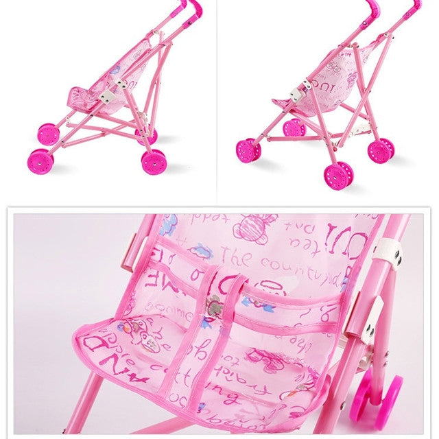 Mini Doll House Plastic Baby Stroller Set Children Educational Toys, Random Color Delivery, Baby Stroller Set