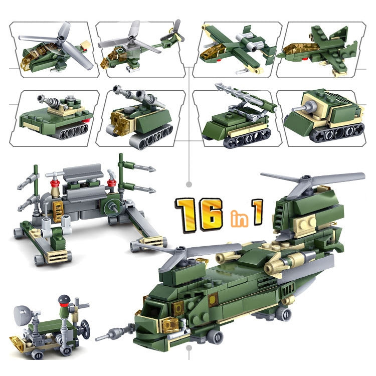 KAZI 16 in 1 Sets Land Team Building Block Educational Toys, Age Range: 6 Years Old Above, 84053