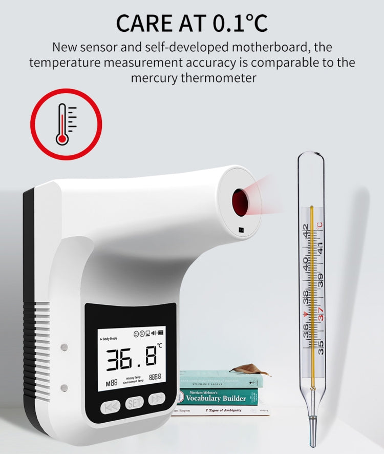 K3 Pro Handsfree Non-contact Forehead Body Light-sensitive Distance Sensor Infrared Thermometer, 2.8 inch LCD Display Screen, K3 Pro