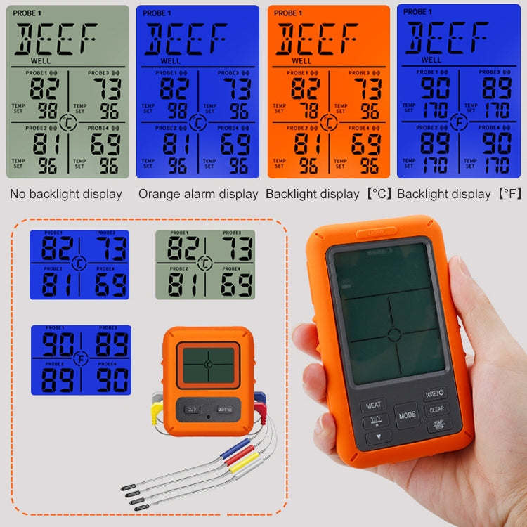 TS-TP40-A Kitchen Food Wireless Four Probe Thermometer, Probe is Waterproof, Waterproof