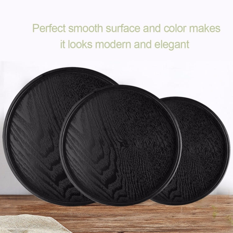 Creative Round Solid Wood Tea Tray Hotel Wooden Tay Storage Tray, Diameter: 30cm, Black, Diameter: 30cm