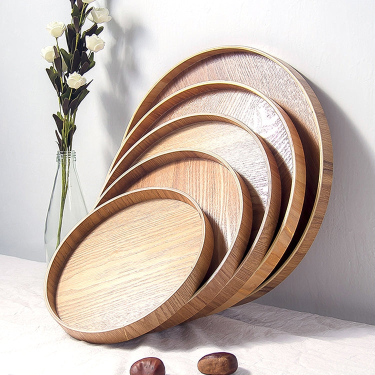 Creative Round Solid Wood Tea Tray Hotel Wooden Tay Storage Tray, Diameter: 37.5cm, Wood Color, Diameter: 37.5cm