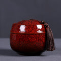 Kiln Transmutation Ceramic Mini Tea Pot Storage Moisture-proof Can Sealed Tea Tank