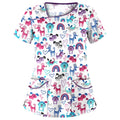 Printed Round Neck Slim-fit Nurse Uniform T-shirt (Color:Light Blue Size:XXXL), S, M, L, XL, XXL, XXXL