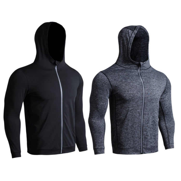 SIGETU Men Sport Hooded Zipper Coat (Color:Grey Size:XXL), S, M, L, XL, XXL, XXXL
