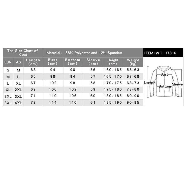 SIGETU Men Sports Quick-drying Coat (Color:Black Size:XXXL), S, M, L, XL