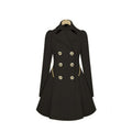 Slim Mid-length Commuter Jacket Trench Coat (Color:Black Size:S), S, M, L, XL, XXL, 3XL