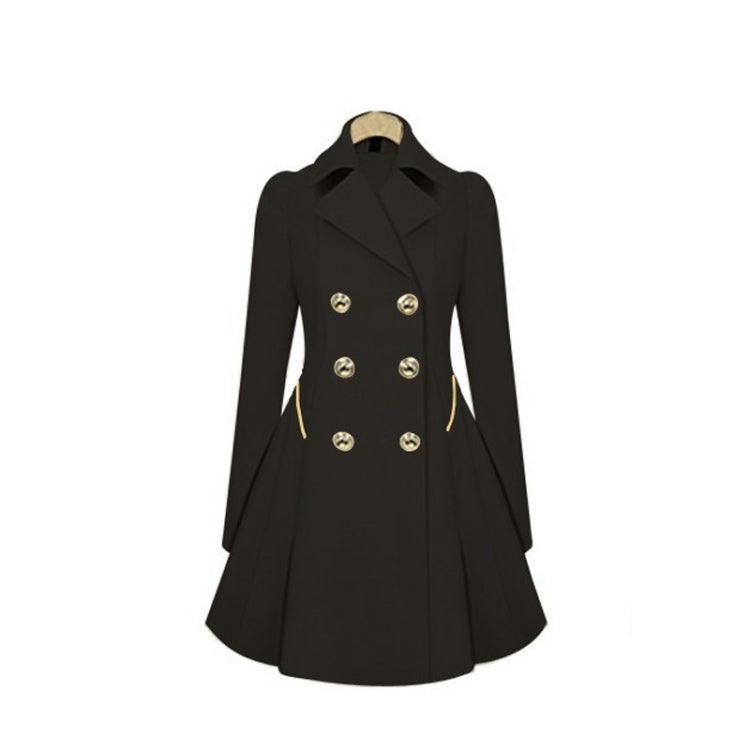 Slim Mid-length Commuter Jacket Trench Coat (Color:Black Size:S), S, M, L, XL, XXL, 3XL