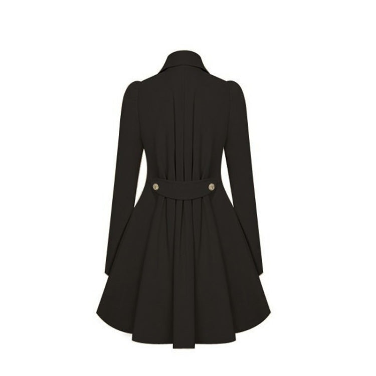 Slim Mid-length Commuter Jacket Trench Coat (Color:Black Size:S), S, M, L, XL, XXL, 3XL
