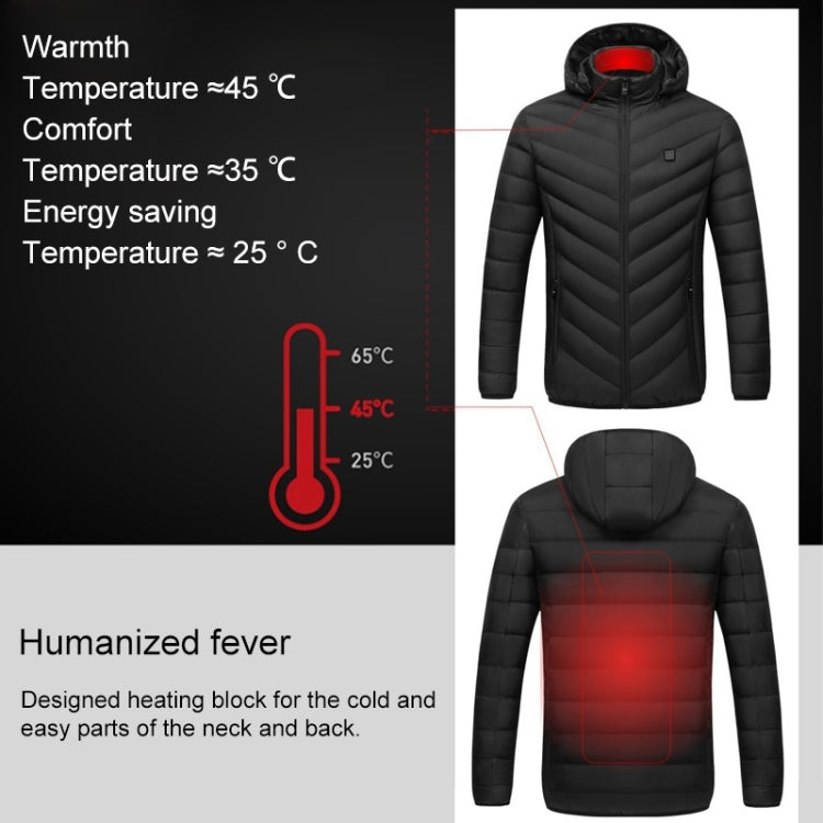 USB Heated Smart Constant Temperature Hooded Warm Coat for Men and Women (Color:Dark Blue Size:XXXXL), S, M, L, XL, XXL, 3XL, 4XL