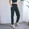 High Waist Drawstring Fitness Pants Loose Casual Sports Yoga Clothes (Color:Quicksand Powder Size:S)