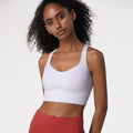 Skin Friendly Nude Sports Bra Cross Back Shockproof Fitness Vest (Color:Gray Blue Size:XL), S, M, L, XL