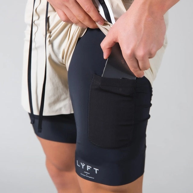 LYFT Loose Double Layer Quick-drying Fitness Shorts For Men, M, L, XL, XXL, XXXL
